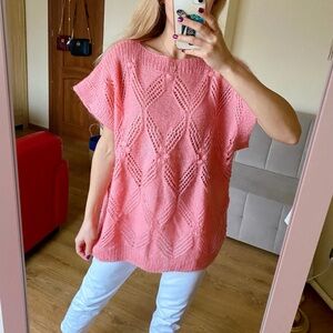 HANDMADE Coral Pink Knit Perforated Sweater Top 🪸
